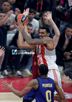 2024-10-18 - Joel Bolomboy Crvena Zvezda during the Turkish Airlines Euroleague basketball match between Crvena Zvezda Meridianbet Belgrade and FC Barcelona on 18 October 2024 at Belgrade Arena in Belgrade, Serbia - BASKETBALL - EUROLEAGUE - CRVENA ZVEZDA V FC BARCELONA - EUROLEAGUE - BASKETBALL