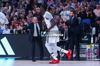 2024-10-24 - 24th October 2024; Wizink Center; Madrid, Spain; Turkish Airlines Euroleague Basketball; Spain, Real Madrid vs Crvena Zvezda; Eli John Ndiaye (Real Madrid) and Chus Mateo (Real Madrid)Euroleague Basketball Real Madrid v Crvena Zvezda 900/Cordon Press - EUROLEAGUE BASKETBALL REAL MADRID V CRVENA ZVEZDA - EUROLEAGUE - BASKETBALL