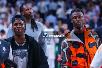 2024-10-24 - 24th October 2024; Wizink Center; Madrid, Spain; Turkish Airlines Euroleague Basketball; Spain, Real Madrid vs Crvena Zvezda; Camavinga and Vinicius players of Real Madrid FootballEuroleague Basketball Real Madrid v Crvena Zvezda 900/Cordon Press - EUROLEAGUE BASKETBALL REAL MADRID V CRVENA ZVEZDA - EUROLEAGUE - BASKETBALL