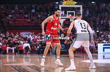 2024-10-29 - 16 Kostas Papanikolaou of Olympiacos Piraeus is playing during the Euroleague, Round 6 match between Olympiacos Piraeus and Real Madrid at Peace and Friendship Stadium on October 29, 2024, Piraeus, Greece. - OLYMPIACOS VS REAL MADRID - EUROLEAGUE - BASKETBALL