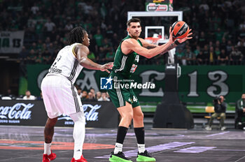 2024-10-30 - 44 Konstantinos Mitoglou of Panathinaikos AKTOR Athens competing with 2 Admiral Schofield of LDLC ASVEL Villeurbanne during the Euroleague, Round 6 match between Panathinaikos AKTOR Athens and LDLC ASVEL Villeurbanne at OAKA Altion Arena on October 30, 2024, Athens, Greece. - PANATHINAIKOS VS LDLC ASVEL VILLEURBANNE - EUROLEAGUE - BASKETBALL