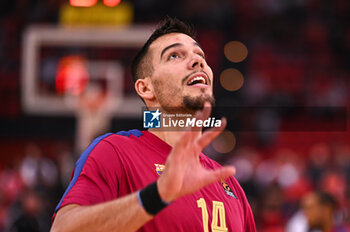 2024-10-31 - 14 Willy Hernangomez of FC Barcelona plays during the Euroleague, Round 7 match between Olympiacos Piraeus and FC Barcelona at Peace and Friendship Stadium in Piraeus, Greece, on October 31, 2024. - OLYMPIACOS VS FC BARCELONA - EUROLEAGUE - BASKETBALL