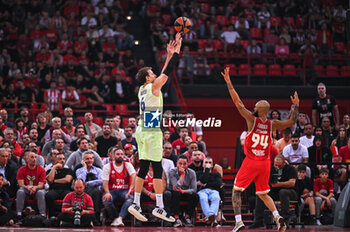 2024-10-31 - 6 Jan Vesely of FC Barcelona plays during the Euroleague, Round 7 match between Olympiacos Piraeus and FC Barcelona at Peace and Friendship Stadium in Piraeus, Greece, on October 31, 2024. - OLYMPIACOS VS FC BARCELONA - EUROLEAGUE - BASKETBALL