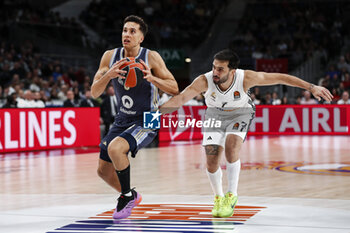 2024-11-21 - Matteo Spagnolo of Alba Berlin and Facundo Campazzo of Real Madrid during the Turkish Airlines EuroLeague basketball match between Real Madrid and Alba Berlin on November 21, 2024 at Wizink Center in Madrid, Spain - BASKETBALL - EUROLEAGUE - REAL MADRID V ALBA BERLIN - EUROLEAGUE - BASKETBALL