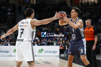 2024-11-21 - Matteo Spagnolo of Alba Berlin and Facundo Campazzo of Real Madrid during the Turkish Airlines EuroLeague basketball match between Real Madrid and Alba Berlin on November 21, 2024 at Wizink Center in Madrid, Spain - BASKETBALL - EUROLEAGUE - REAL MADRID V ALBA BERLIN - EUROLEAGUE - BASKETBALL