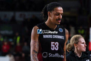 2024-01-24 - Kevin Yebo #53 of Niners Chemnitz reacts during FIBA Europe Cup 2023/24 Second Round Group N game between Itelyum Varese and Niners Chemnitz at Itelyum Arena, Varese, Italy on January 24, 2024 - ITELYUM VARESE VS NINERS CHEMNITZ - FIBA EUROPE CUP - BASKETBALL