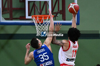 2024-07-05 - Images of the Spain and Greece match at Pala Cian Toma - Domegge (BL) 5 July, 2024, during the 22nd De Silvestro-Meneghin International U20 Basketball Tournament - TORNEO UNDER 20 - 22° MEMORIAL DE SILVESTRO/TROFEO MENEGHIN - SPAGNA VS GRECIA - EVENTS - BASKETBALL