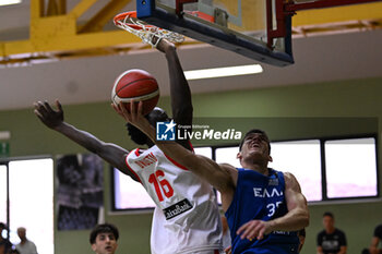 2024-07-05 - Images of the Spain and Greece match at Pala Cian Toma - Domegge (BL) 5 July, 2024, during the 22nd De Silvestro-Meneghin International U20 Basketball Tournament - TORNEO UNDER 20 - 22° MEMORIAL DE SILVESTRO/TROFEO MENEGHIN - SPAGNA VS GRECIA - EVENTS - BASKETBALL