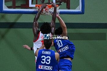 2024-07-05 - Images of the Spain and Greece match at Pala Cian Toma - Domegge (BL) 5 July, 2024, during the 22nd De Silvestro-Meneghin International U20 Basketball Tournament - TORNEO UNDER 20 - 22° MEMORIAL DE SILVESTRO/TROFEO MENEGHIN - SPAGNA VS GRECIA - EVENTS - BASKETBALL