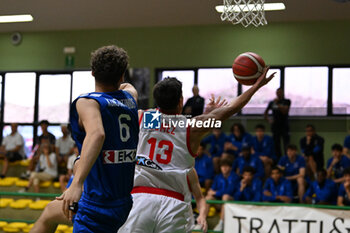 2024-07-05 - Images of the Spain and Greece match at Pala Cian Toma - Domegge (BL) 5 July, 2024, during the 22nd De Silvestro-Meneghin International U20 Basketball Tournament - TORNEO UNDER 20 - 22° MEMORIAL DE SILVESTRO/TROFEO MENEGHIN - SPAGNA VS GRECIA - EVENTS - BASKETBALL