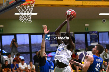 2024-07-05 - Actions of the game and players' images during the between Italy and Slovenia at Pala Cian Toma - Domegge (BL) 5 July, 2024 during the Torneo Under 20 - 22° Memorial De Silvestro/Trofeo Meneghin - TORNEO UNDER 20 - 22° MEMORIAL DE SILVESTRO/TROFEO MENEGHIN - ITALIA VS SLOVENIA - EVENTS - BASKETBALL