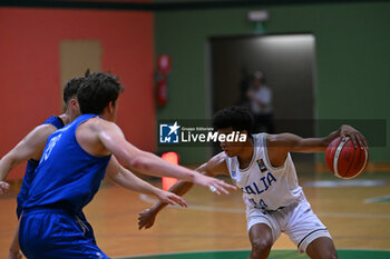 2024-07-05 - Actions of the game and players' images during the between Italy and Slovenia at Pala Cian Toma - Domegge (BL) 5 July, 2024 during the Torneo Under 20 - 22° Memorial De Silvestro/Trofeo Meneghin - TORNEO UNDER 20 - 22° MEMORIAL DE SILVESTRO/TROFEO MENEGHIN - ITALIA VS SLOVENIA - EVENTS - BASKETBALL