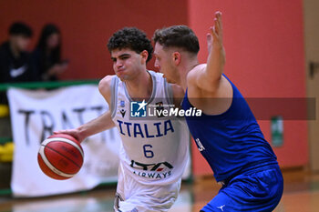 2024-07-05 - Actions of the game and players' images during the between Italy and Slovenia at Pala Cian Toma - Domegge (BL) 5 July, 2024 during the Torneo Under 20 - 22° Memorial De Silvestro/Trofeo Meneghin - TORNEO UNDER 20 - 22° MEMORIAL DE SILVESTRO/TROFEO MENEGHIN - ITALIA VS SLOVENIA - EVENTS - BASKETBALL