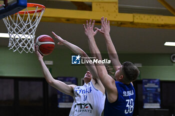 2024-07-05 - Actions of the game and players' images during the between Italy and Slovenia at Pala Cian Toma - Domegge (BL) 5 July, 2024 during the Torneo Under 20 - 22° Memorial De Silvestro/Trofeo Meneghin - TORNEO UNDER 20 - 22° MEMORIAL DE SILVESTRO/TROFEO MENEGHIN - ITALIA VS SLOVENIA - EVENTS - BASKETBALL