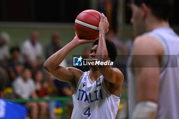 2024-07-05 - Actions of the game and players' images during the between Italy and Slovenia at Pala Cian Toma - Domegge (BL) 5 July, 2024 during the Torneo Under 20 - 22° Memorial De Silvestro/Trofeo Meneghin - TORNEO UNDER 20 - 22° MEMORIAL DE SILVESTRO/TROFEO MENEGHIN - ITALIA VS SLOVENIA - EVENTS - BASKETBALL