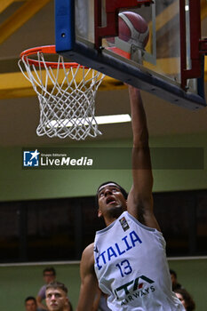 2024-07-05 - Actions of the game and players' images during the between Italy and Slovenia at Pala Cian Toma - Domegge (BL) 5 July, 2024 during the Torneo Under 20 - 22° Memorial De Silvestro/Trofeo Meneghin - TORNEO UNDER 20 - 22° MEMORIAL DE SILVESTRO/TROFEO MENEGHIN - ITALIA VS SLOVENIA - EVENTS - BASKETBALL