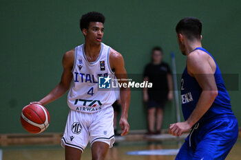 2024-07-05 - Actions of the game and players' images during the between Italy and Slovenia at Pala Cian Toma - Domegge (BL) 5 July, 2024 during the Torneo Under 20 - 22° Memorial De Silvestro/Trofeo Meneghin - TORNEO UNDER 20 - 22° MEMORIAL DE SILVESTRO/TROFEO MENEGHIN - ITALIA VS SLOVENIA - EVENTS - BASKETBALL