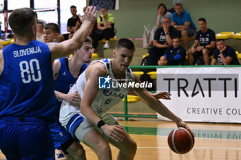 2024-07-06 - Actions of the game and players' images during the between Greece and Slovenija at Pala Cian Toma - Domegge (BL) 6 July, 2024 during the Torneo Under 20 - 22° Memorial De Silvestro/Trofeo Meneghin - TORNEO UNDER 20 - 22° MEMORIAL DE SILVESTRO/TROFEO MENEGHIN - GRECIA VS SLOVENIA - EVENTS - BASKETBALL