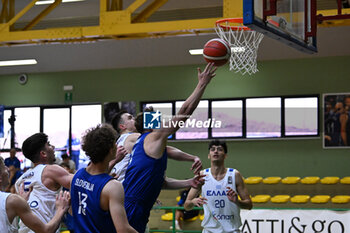 2024-07-06 - Actions of the game and players' images during the between Greece and Slovenija at Pala Cian Toma - Domegge (BL) 6 July, 2024 during the Torneo Under 20 - 22° Memorial De Silvestro/Trofeo Meneghin - TORNEO UNDER 20 - 22° MEMORIAL DE SILVESTRO/TROFEO MENEGHIN - GRECIA VS SLOVENIA - EVENTS - BASKETBALL