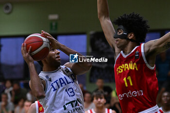 2024-07-06 - Images of the Italy and Spain match at Pala Cian Toma - Domegge (BL) 6 July, 2024, during the 22nd De Silvestro-Meneghin International U20 Basketball Tournament - TORNEO UNDER 20 - 22° MEMORIAL DE SILVESTRO/TROFEO MENEGHIN - ITALIA VS SPAGNA - EVENTS - BASKETBALL