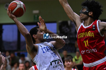 2024-07-06 - Images of the Italy and Spain match at Pala Cian Toma - Domegge (BL) 6 July, 2024, during the 22nd De Silvestro-Meneghin International U20 Basketball Tournament - TORNEO UNDER 20 - 22° MEMORIAL DE SILVESTRO/TROFEO MENEGHIN - ITALIA VS SPAGNA - EVENTS - BASKETBALL