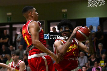 2024-07-06 - Images of the Italy and Spain match at Pala Cian Toma - Domegge (BL) 6 July, 2024, during the 22nd De Silvestro-Meneghin International U20 Basketball Tournament - TORNEO UNDER 20 - 22° MEMORIAL DE SILVESTRO/TROFEO MENEGHIN - ITALIA VS SPAGNA - EVENTS - BASKETBALL