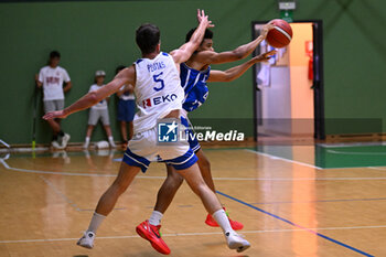 2024-07-07 - Images of the Italy and Greece match at Pala Cian Toma - Domegge (BL) 7 July, 2024, during the 22nd De Silvestro-Meneghin International U20 Basketball Tournament - TORNEO UNDER 20 - 22° MEMORIAL DE SILVESTRO/TROFEO MENEGHIN - ITALIA VS GRECIA - EVENTS - BASKETBALL