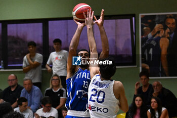 2024-07-07 - Images of the Italy and Greece match at Pala Cian Toma - Domegge (BL) 7 July, 2024, during the 22nd De Silvestro-Meneghin International U20 Basketball Tournament - TORNEO UNDER 20 - 22° MEMORIAL DE SILVESTRO/TROFEO MENEGHIN - ITALIA VS GRECIA - EVENTS - BASKETBALL