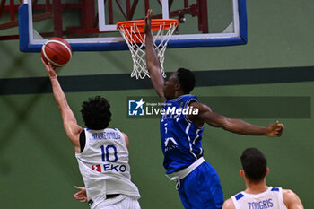 2024-07-07 - Images of the Italy and Greece match at Pala Cian Toma - Domegge (BL) 7 July, 2024, during the 22nd De Silvestro-Meneghin International U20 Basketball Tournament - TORNEO UNDER 20 - 22° MEMORIAL DE SILVESTRO/TROFEO MENEGHIN - ITALIA VS GRECIA - EVENTS - BASKETBALL