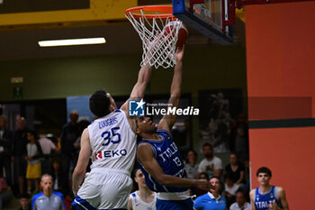 2024-07-07 - Images of the Italy and Greece match at Pala Cian Toma - Domegge (BL) 7 July, 2024, during the 22nd De Silvestro-Meneghin International U20 Basketball Tournament - TORNEO UNDER 20 - 22° MEMORIAL DE SILVESTRO/TROFEO MENEGHIN - ITALIA VS GRECIA - EVENTS - BASKETBALL