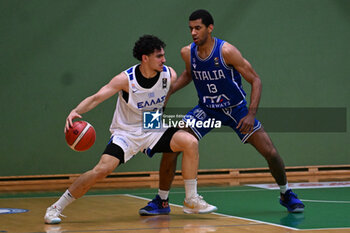 2024-07-07 - Images of the Italy and Greece match at Pala Cian Toma - Domegge (BL) 7 July, 2024, during the 22nd De Silvestro-Meneghin International U20 Basketball Tournament - TORNEO UNDER 20 - 22° MEMORIAL DE SILVESTRO/TROFEO MENEGHIN - ITALIA VS GRECIA - EVENTS - BASKETBALL