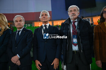 2024-11-07 - Giovanni Petrucci, President of the Italian Basketball Federation, Andrea Abodi Minister of Sport of the Italian Republic and Marco Bucci Governor of the Liguria region - WOMEN'S EURO BASKET 2025 QUALIFIERS - ITALY VS CZECH REPUBLIC - EVENTS - BASKETBALL