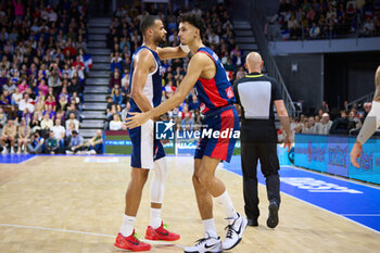 2024-02-23 - Timothé LUWAWU-CABARROT (3) of France & Zaccharie RISACHER (21) of France during the FIBA EuroBasket 2025, Qualifiers Group E basketball match between France and Croatia on February 23, 2024 at Brest Arena in Brest, France - BASKETBALL - FIBA EUROBASKET 2025 - QUALIFIERS - FRANCE V CROATIA - INTERNATIONALS - BASKETBALL
