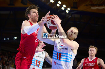 2024-02-25 - Sjur DYB BERG (22) of Norway & Alex LAURENT (11) of Luxembourg during the FIBA World Cup 2027, European Pre-Qualifiers Group B basketball match between Luxembourg and Norway on February 25, 2024 at Centre National Sportif & Culturel d'Coque in Luxembourg - BASKETBALL - FIBA WORLD CUP 2027 - PRE-QUALIFIERS - LUXEMBOURG V NORWAY - INTERNATIONALS - BASKETBALL