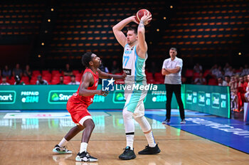 2024-07-02 - 77 Luka Doncic of Slovenia competing with 3 Jaleen Smith of Croatia during the FIBA Olympic Qualifying Tournament 2024, match between Slovenia and Croatia at Peace & Friendship Stadium on July 2, 2024, in Piraeus, Greece. - SLOVENIA VS CROATIA - FIBA OLYMPIC QUALIFYING TOURNAMENTS - INTERNATIONALS - BASKETBALL