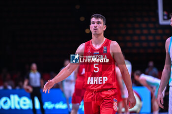 2024-07-02 - 5 Filip Kruslin of Croatia is playing during the FIBA Olympic Qualifying Tournament 2024, match between Slovenia and Croatia at Peace & Friendship Stadium on July 2, 2024, in Piraeus, Greece. - SLOVENIA VS CROATIA - FIBA OLYMPIC QUALIFYING TOURNAMENTS - INTERNATIONALS - BASKETBALL