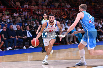 2024-07-03 - 27 Christopher Theoret Duarte of Dominican Republic is playing during the FIBA Olympic Qualifying Tournament 2024, match between Dominican Republic and Greece at Peace & Friendship Stadium on July 3, 2024, in Piraeus, Greece. - DOMINICAN REPUBLIC VS GREECE - FIBA OLYMPIC QUALIFYING TOURNAMENTS - INTERNATIONALS - BASKETBALL