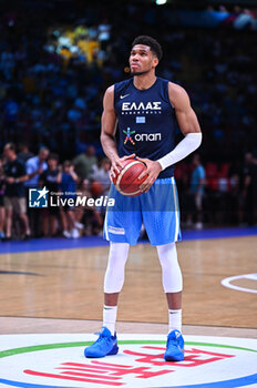 2024-07-03 - 34 Giannis Antetokounmpo of Greece is playing during the FIBA Olympic Qualifying Tournament 2024, match between Dominican Republic and Greece at Peace & Friendship Stadium on July 3, 2024, in Piraeus, Greece. - DOMINICAN REPUBLIC VS GREECE - FIBA OLYMPIC QUALIFYING TOURNAMENTS - INTERNATIONALS - BASKETBALL