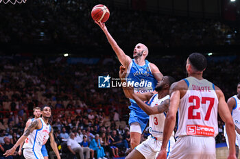 2024-07-03 - 8 Nick Calathes of Greece competing with 3 Jean Montero of Dominican Republic during the FIBA Olympic Qualifying Tournament 2024, match between Dominican Republic and Greece at Peace & Friendship Stadium on July 3, 2024, in Piraeus, Greece. - DOMINICAN REPUBLIC VS GREECE - FIBA OLYMPIC QUALIFYING TOURNAMENTS - INTERNATIONALS - BASKETBALL