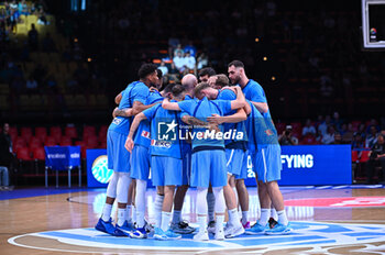 2024-07-03 - Players of Greece before the FIBA Olympic Qualifying Tournament 2024, match between Dominican Republic and Greece at Peace & Friendship Stadium on July 3, 2024, in Piraeus, Greece. - DOMINICAN REPUBLIC VS GREECE - FIBA OLYMPIC QUALIFYING TOURNAMENTS - INTERNATIONALS - BASKETBALL