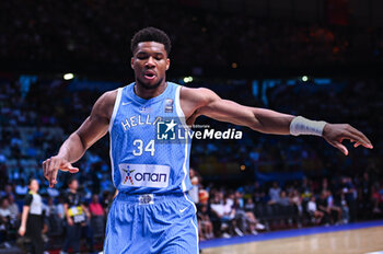 2024-07-03 - 34 Giannis Antetokounmpo of Greece is playing during the FIBA Olympic Qualifying Tournament 2024, match between Dominican Republic and Greece at Peace & Friendship Stadium on July 3, 2024, in Piraeus, Greece. - DOMINICAN REPUBLIC VS GREECE - FIBA OLYMPIC QUALIFYING TOURNAMENTS - INTERNATIONALS - BASKETBALL