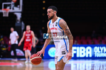 2024-07-06 - 27 Christopher Theoret Duarte of Dominican Republic is playing during the FIBA Olympic Qualifying Tournament 2024 Semi Final match between Dominican Republic and Croatia at Peace & Friendship Stadium on July 6, 2024, in Piraeus, Greece. - DOMINICAN REPUBLIC VS CROATIA - SEMI FINALS, FIBA OLYMPIC QUALIFYING TOURNAMENTS - INTERNATIONALS - BASKETBALL