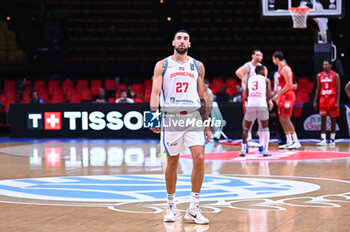 2024-07-06 - 27 Christopher Theoret Duarte of Dominican Republic is playing during the FIBA Olympic Qualifying Tournament 2024 Semi Final match between Dominican Republic and Croatia at Peace & Friendship Stadium on July 6, 2024, in Piraeus, Greece. - DOMINICAN REPUBLIC VS CROATIA - SEMI FINALS, FIBA OLYMPIC QUALIFYING TOURNAMENTS - INTERNATIONALS - BASKETBALL