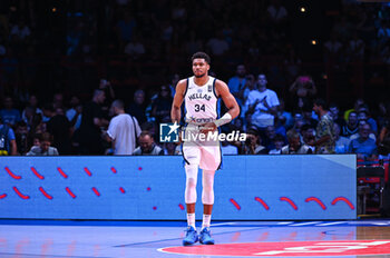 2024-07-06 - 34 Giannis Antetokounmpo of Greece is playing during the FIBA Olympic Qualifying Tournament 2024 Semi Final match between Greece and Slovenia at Peace & Friendship Stadium on July 6, 2024, in Piraeus, Greece. - GREECE VS SLOVENIA - SEMI FINALS, FIBA OLYMPIC QUALIFYING TOURNAMENTS - INTERNATIONALS - BASKETBALL