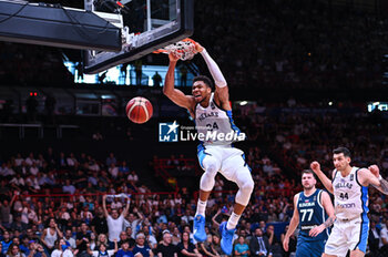 2024-07-06 - 34 Giannis Antetokounmpo of Greece is playing during the FIBA Olympic Qualifying Tournament 2024 Semi Final match between Greece and Slovenia at Peace & Friendship Stadium on July 6, 2024, in Piraeus, Greece. - GREECE VS SLOVENIA - SEMI FINALS, FIBA OLYMPIC QUALIFYING TOURNAMENTS - INTERNATIONALS - BASKETBALL