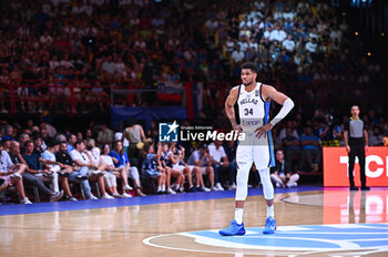 2024-07-06 - 34 Giannis Antetokounmpo of Greece is playing during the FIBA Olympic Qualifying Tournament 2024 Semi Final match between Greece and Slovenia at Peace & Friendship Stadium on July 6, 2024, in Piraeus, Greece. - GREECE VS SLOVENIA - SEMI FINALS, FIBA OLYMPIC QUALIFYING TOURNAMENTS - INTERNATIONALS - BASKETBALL