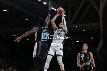 2024-05-11 - Kyle Weems (Tortona) in action thwarted by Awudu Abass (Bologna) during the LBA during game 1 of the playoffs of the Italian Serie A1 basketball championship Segafredo Virtus Bologna Vs. Bertram Derthona Tortona at Segafredo Arena, Bologna, Italy, May 11, 2024 - Photo: Michele Nucci - PLAYOFF - VIRTUS SEGAFREDO BOLOGNA VS BERTRAM DERTHONA TORTONA - ITALIAN SERIE A - BASKETBALL