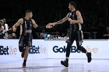 2024-05-11 - Iffe Lundberg (Bologna) andAchille Polonara (Bologna) during the LBA during game 1 of the playoffs of the Italian Serie A1 basketball championship Segafredo Virtus Bologna Vs. Bertram Derthona Tortona at Segafredo Arena, Bologna, Italy, May 11, 2024 - Photo: Michele Nucci - PLAYOFF - VIRTUS SEGAFREDO BOLOGNA VS BERTRAM DERTHONA TORTONA - ITALIAN SERIE A - BASKETBALL