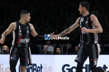 2024-05-11 - Iffe Lundberg (Bologna) andAchille Polonara (Bologna) during the LBA during game 1 of the playoffs of the Italian Serie A1 basketball championship Segafredo Virtus Bologna Vs. Bertram Derthona Tortona at Segafredo Arena, Bologna, Italy, May 11, 2024 - Photo: Michele Nucci - PLAYOFF - VIRTUS SEGAFREDO BOLOGNA VS BERTRAM DERTHONA TORTONA - ITALIAN SERIE A - BASKETBALL