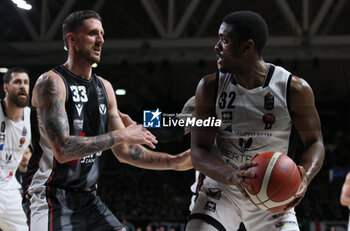 2024-05-11 - Achille Polonara (Bologna) in action thwarted by Retin Obasohan (Tortona) 1during the LBA during game 1 of the playoffs of the Italian Serie A1 basketball championship Segafredo Virtus Bologna Vs. Bertram Derthona Tortona at Segafredo Arena, Bologna, Italy, May 11, 2024 - Photo: Michele Nucci - PLAYOFF - VIRTUS SEGAFREDO BOLOGNA VS BERTRAM DERTHONA TORTONA - ITALIAN SERIE A - BASKETBALL